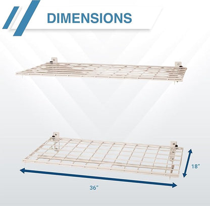 Hyloft Heavy Duty Steel Wall Garage Shelving, 36 in. x 18 in. Adjustable Wall Shelves for Garage Storage, Includes Hanging Rod, Max Shelf Load 200 Pounds, Item 777, 2-Pack, White