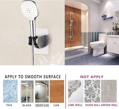 Strong Adhesive and Waterproof Shower Head Holder, Adjustable Handheld Shower Holder Wall Mount Shower Bracket (Silver - 2 Pack)