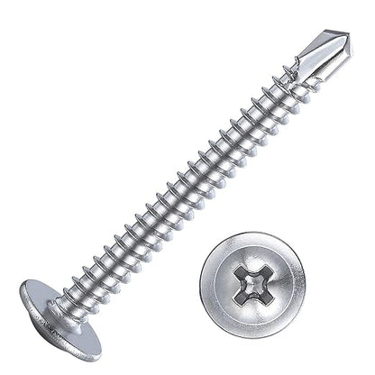 Wensilon（100pcs）#8×2”for Sheet Metal Self-Tapping Screws 410 Stainless Steel Truss Head High-Strength Quick Tapping Screws