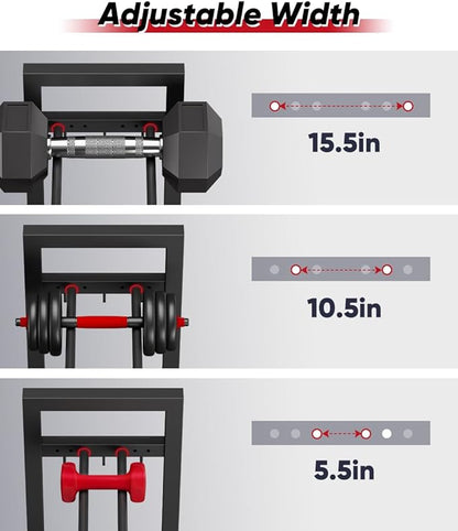 Adjustable Dumbbell Rack, Weight Storage Stand Holder for Dumbbells & Kettlebells, Heavy-Duty Metal Home Gym Workout Organizer with Hook for Gym Equipment Accessories (Rack Only)