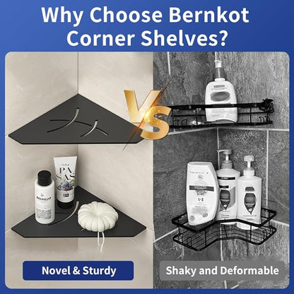 Corner Shower Shelf 10", Matte Black 304 Stainless Steel Pentagonal Corner Shelf, Grout in Bathroom Storage Shampoo Holder Organizer Shelf 2 Pack