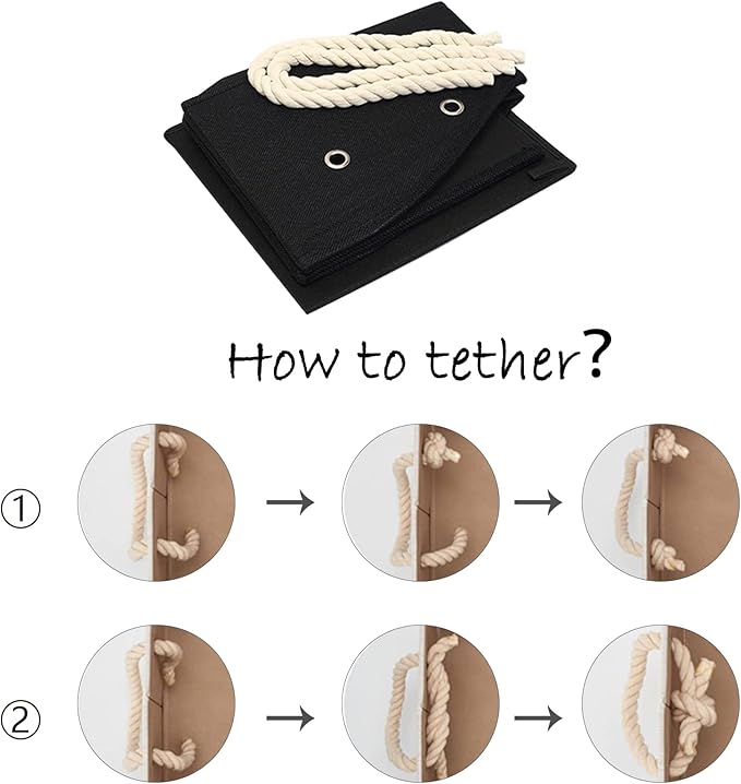 Geyecete Large Dog Toys Storage Bins - Foldable linen Trapezoid Organizer Boxes with weave Rope Handle, Collapsible Basket for Shelves (Black-DOG)