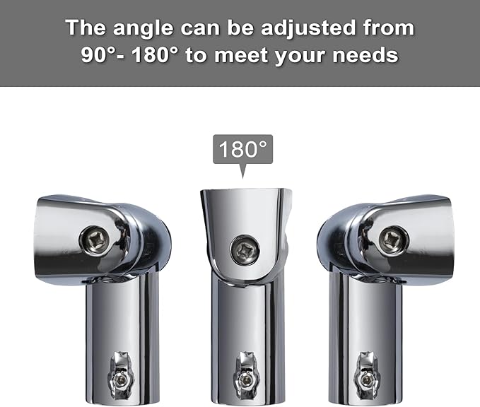 Kokone Shower Curtain Rod Bracket Set of 10 Ajustable 180° Rotation Bracket for Curved Shower Curtain Rods Sturdy Zinc Alloy Wall Mounted Shower Curtain Rod Holder for Bathroom,Wardrobe,Kitchen,Silver