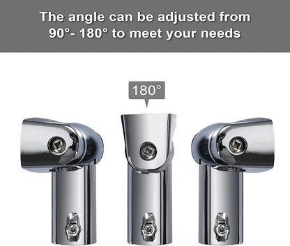 Kokone Shower Curtain Rod Bracket Set of 4 Ajustable 180° Rotation Bracket for Curved Shower Curtain Rods Sturdy Zinc Alloy Wall Mounted Shower Curtain Rod Holder for Bathroom,Wardrobe,Kitchen,Silver
