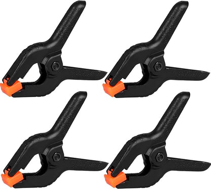 4 Pack Spring Clamps, 6inch Plastic Clips, Backdrop Clips, Big Clamps Heavy Duty, Spring Clips for Crafts, Backdrop Stand, Woodworking, Photography Studios (Black)