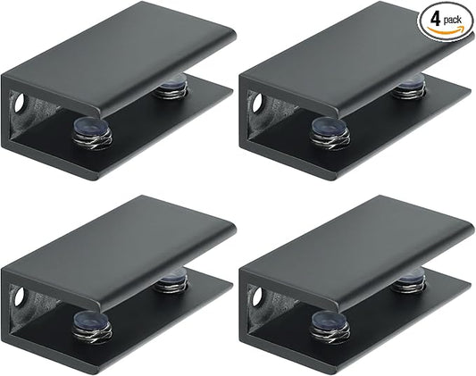 Alise Glass Shelf Bracket Adjustable Shower Brackets,Heavy Duty Rectangle Clamp Holder for 10-12mm Glass Shelves,Wall Mount Clamps Clip Support Replacement Parts,Black,Pack of 4