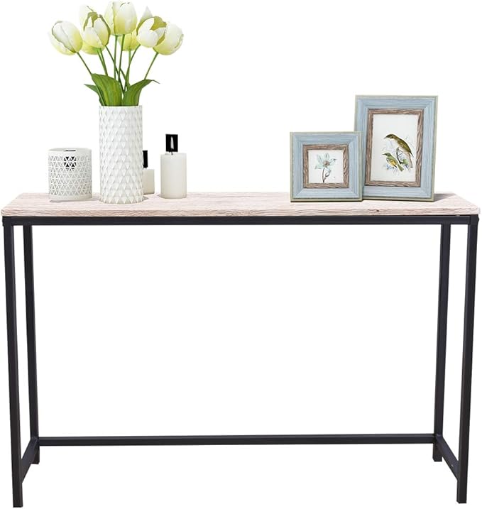 HOMERECOMMEND Console Table for Entryway Narrow Sofa Tables Entryway Table Rustic Narrow Entrance Console Tables Front Door Console Table Accent Table for Living Room Corridor Hallway White Oak