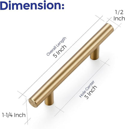 Ravinte 6 Pack 5 Inch Cabinet Pulls Champagne Bronze Stainless Steel Kitchen Drawer Pulls Cabinet Handles 5 InchLength, 3 Inch Hole Center
