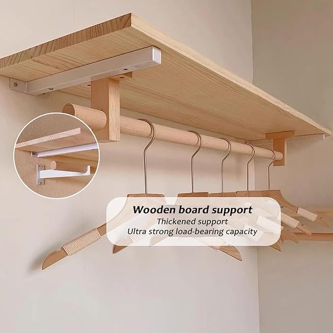 Mounted Closet Systems with Shelves, Closet Organizer System with Hanging Rods, Wall Mount Bedroom Wardrobe Walk-in Closet, Solid Wood Garment Rack (150cm/59in)