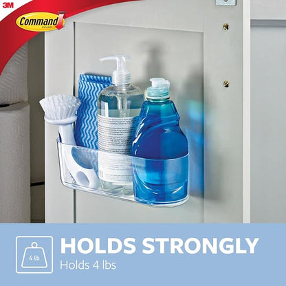 Command Large Caddy, Holds up to 4 lb, 8.6" x 3.1" x 3", 1 Caddy with 4 Strips, Damage-Free Organization Wall Mount to Cabinet, Kitchen, Pantry, Closet, or Under Sink