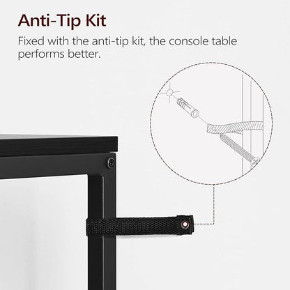 Console Table, 2 Pack Narrow Sofa Table, 43.3” Entrance Table with Power Station, Behind Couch Table, for Living Room, Hallway, Entryway, Foyer, Black CTBK112E01S2