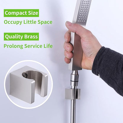Angle Simple Shower Head Holder, Brass Shower Wand Bracket, Handheld Sprayer Holder Wall Mount, Brushed Nickel