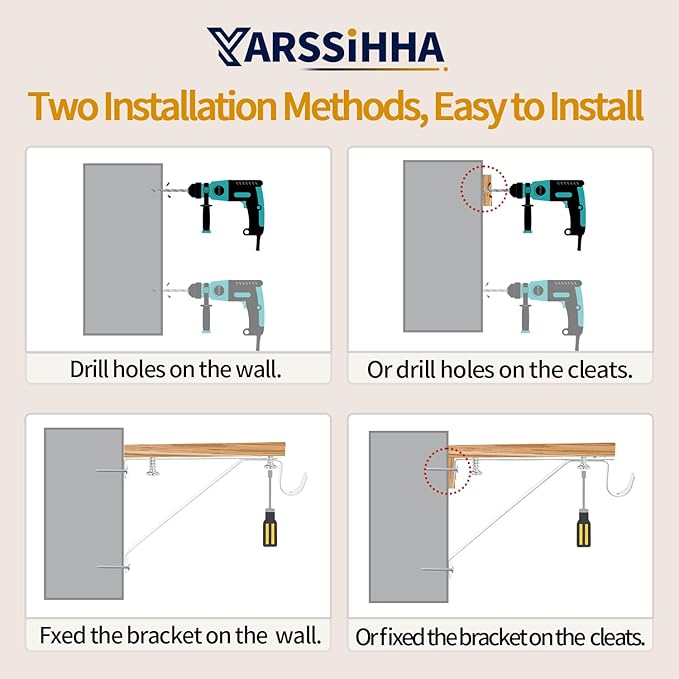 Yarssihha 6 Pack Adjustable Closet Rod Bracket, Wall Mounted Closet Shelf Bracket, White Closet Rod Support Bracket with Screws
