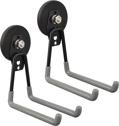 ULIBERMAGNET Magnetic Garage Hook, Cordless Drill Hooks Heavy Duty,Power Tool Organizer,Large Manget with Hooks for Workshop Organization,2 Pack Hook for Drill,Garden Tool(Gray)