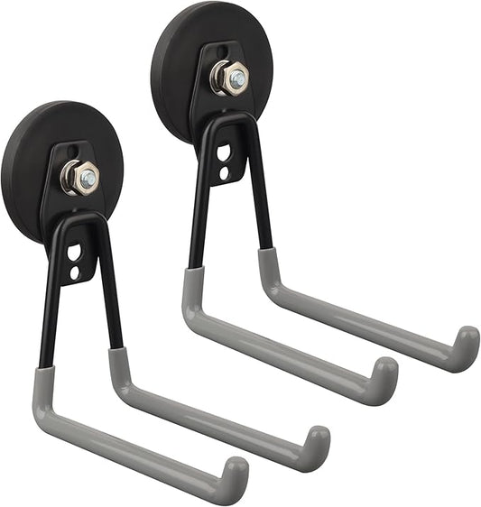 ULIBERMAGNET Magnetic Garage Hook, Cordless Drill Hooks Heavy Duty,Power Tool Organizer,Large Manget with Hooks for Workshop Organization,2 Pack Hook for Drill,Garden Tool(Gray)