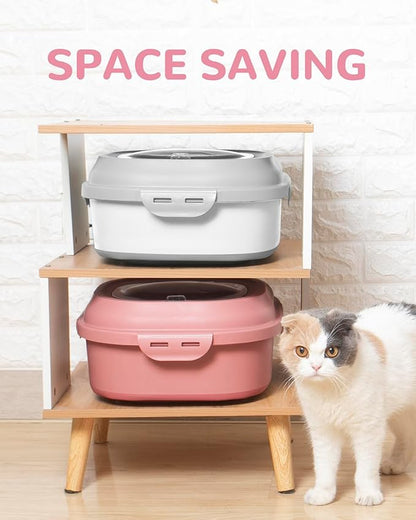 30-35 Lbs Dog Food Storage Container Collapsible Dog Food Container with Airtight Lids, Wheels, Scoop and 2pcs Food Storage Containers, Large Pet food storage for Dog, Cat (Pink)