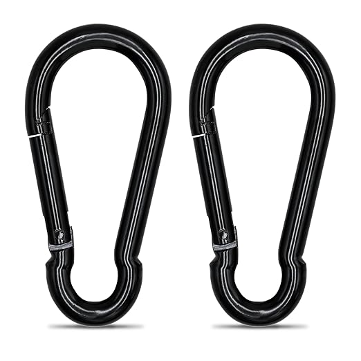 Large Carabiner Clip Hook, 5.5 inch 2 pcs Black Heavy Duty Spring Snap Hook Key Chain, Carabiners Clips for Outdoor Camping, Swing Set, Hammock, Hiking Travel, Fishing, Quick Link Keychain