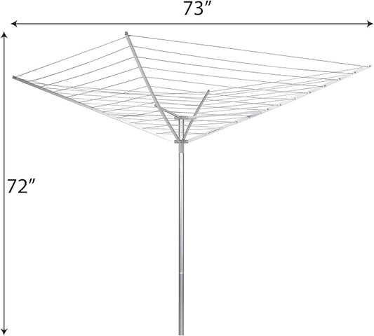 Household Essentials 17120-1 Rotary Outdoor Umbrella Drying Rack | Aluminum Arms and Steel Post | 12-Lines with 165 ft. Clothesline
