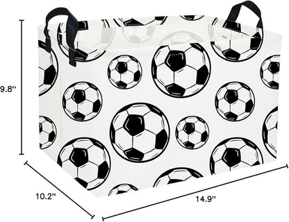 Essme Rectangular Soccer Basket Kids Storage Box,Boys Storage Bins Organizer with Handles for Room Decor, Kids Basket,Shelf Basket.(Soccers)
