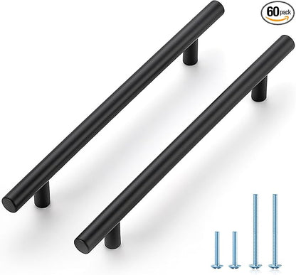 JOY DECOR 60 Pack 8-13/16 Inch Cabinet Pulls Kitchen Cabinet Handles with 6-1/4 Inch Hole Center Matte Black Cabinet Hardware Stainless Steel Kitchen Drawer Pulls for Cabinets Cupboard