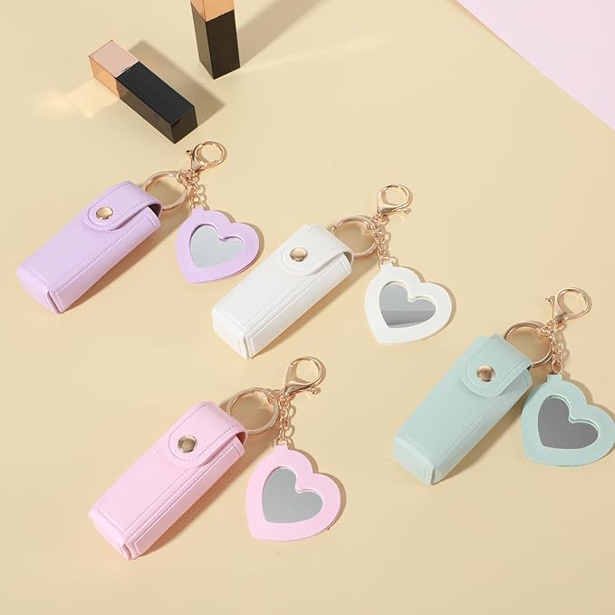 4Pcs Lipstick Holder Keychain, Lipstick Keychain, Colorful Lip Balm Holder Keychains for Pocket Bag Accessories