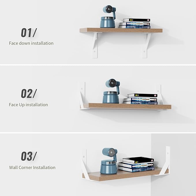 Shelf Brackets,White Shelf Bracket 6 inch x 4 inch,Shelf Support 90° Triangle Angle Brackets for Shelves, Heavy Duty Floating Shelf L Brackets 4Pack
