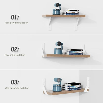 Shelf Brackets,White Shelf Bracket 6 inch x 4 inch,Shelf Support 90° Triangle Angle Brackets for Shelves, Heavy Duty Floating Shelf L Brackets 4Pack