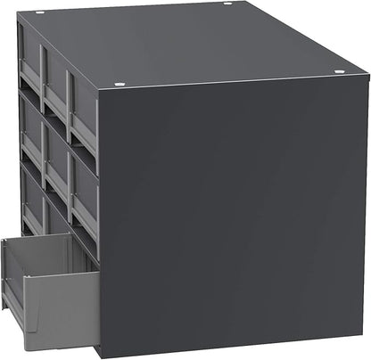 Akro-Mils Steel Garage Storage Cabinet, Small Parts Organizer Metal Cabinet for Hardware, Nails, Screws, Bolts, Nuts, and More, 17" W x 11" D x 11" H, 9-Drawer, Gray Cabinet/Gray Drawers (19909)