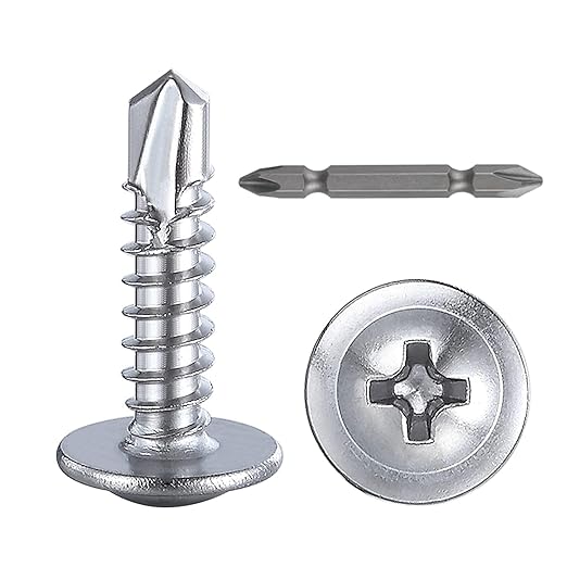Wensilon（300pcs）#8×5/8”for Sheet Metal Self-Tapping Screws 410 Stainless Steel Truss Head High-Strength Quick Tapping Screws