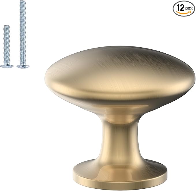 homdiy 12 Pack Champagne Bronze Cabinet Knobs Round Kitchen Knobs Zinc Alloy Dresser Pulls Metal Cabinet Handles for Drawer Cupboard