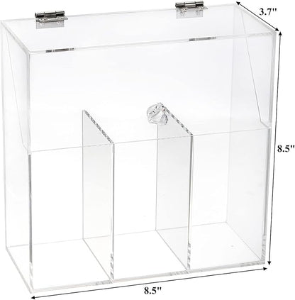 Okllen Makeup Brush Holder with Dustproof Lid, White Pearls, Acrylic Clear Makeup Brush Organizer with 3 Compartment, Large Cosmetic Brush Storage Box Case for Vanity, Bathroom, Bedroom