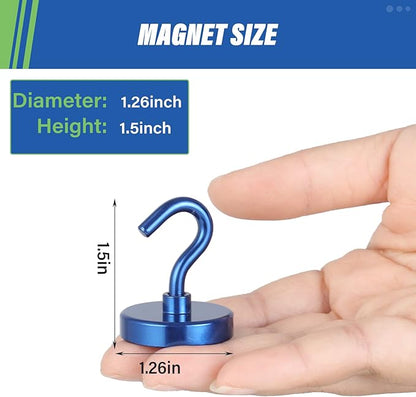 Neosmuk Magnetic Hooks, Heavy Duty 130lb+ Strong Magnet Hook for Cruise Cabins, Cruise Ship Essentials for Hanging, Metal Wall Refrigerator Hangers (Navyblue, 10 Pack)