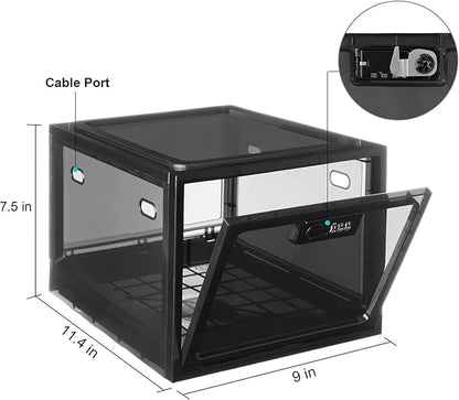 Medicine Lock Box for Safe Medication, Clear Lockable Storage Box for Phone Tablet Office School Home Safety