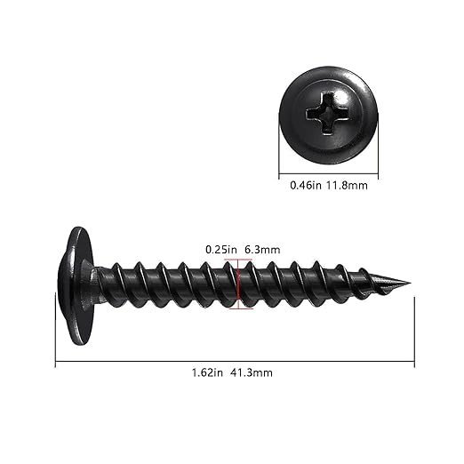 Wensilon（95 pcs）#14×1-1/2" Phillips Truss Head Wood Screws Black Galvanizing Quick Metal Self Tapping.