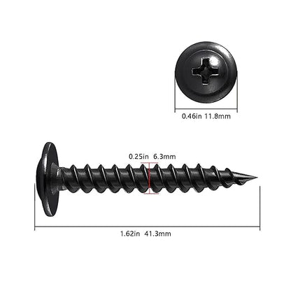 Wensilon（95 pcs）#14×1-1/2" Phillips Truss Head Wood Screws Black Galvanizing Quick Metal Self Tapping.