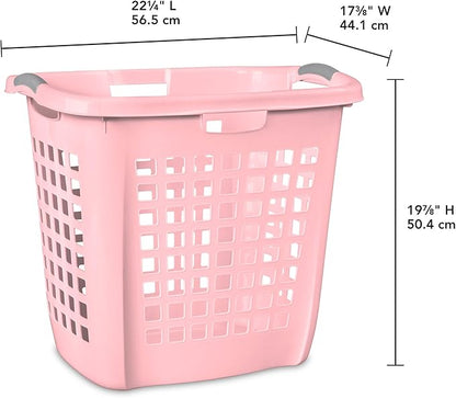 Sterilite 4-Pack Ultra Easy Carry Laundry Basket, Plastic Clothes Hamper Bin w/Comfort Grip Handles & Rim, 2.1 Bushel Capacity, Pink Frost