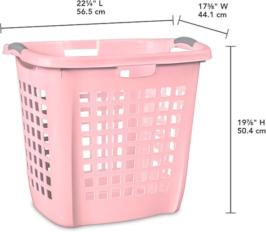 Sterilite 4-Pack Ultra Easy Carry Laundry Basket, Plastic Clothes Hamper Bin w/Comfort Grip Handles & Rim, 2.1 Bushel Capacity, Pink Frost