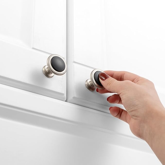 KOOFIZO 30 Pack Black and Nickel Kitchen Cabinet Knobs Matte Black and Silver Drawer Knobs 1960 Round Single Hole Cabinet Pulls for Cabinets Drawers Dresser Cupboard Bedroom Bathroom