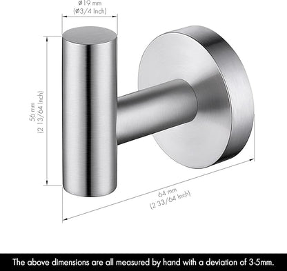 KES Towel Hook Bathroom Wall Heavy Duty Robe Hook Holder SUS304 Stainless Steel Brushed 2 Pack, A2164-2-P2