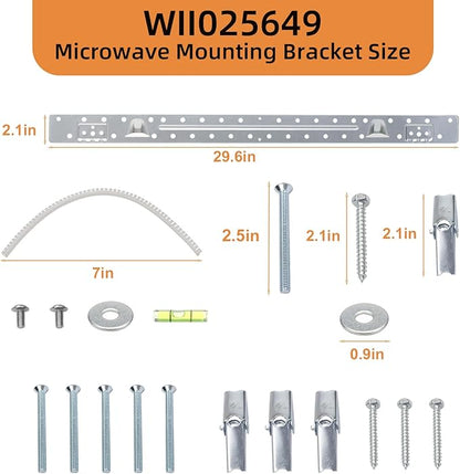 W11025649 Microwave Mounting Bracket Kit Compatible with Whirlpool Microwave Wall Mount Plate with Hardware Screws Bolts Kit Replace 4545957,AP6245752,PS12074431,W10440498,W10245177