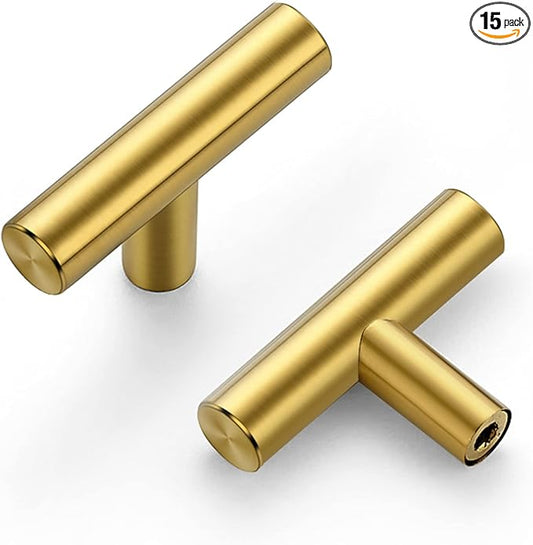 Ravinte 2'' Cabinet Handles Stainless Steel Brushed Brass Kitchen Cabinet Hardware Handles of Kitchen Cupboard Handles 15 Pack