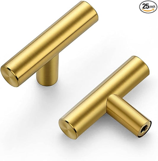 Ravinte 2'' Cabinet Handles Stainless Steel Brushed Brass Kitchen Cabinet Hardware Handles of Kitchen Cupboard Handles 25 Pack