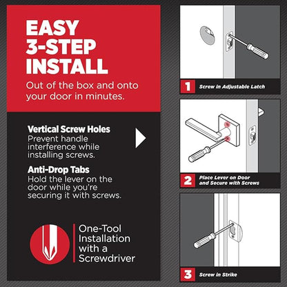 Kwikset Halifax LED Motion Activated Light Up Door Handle Reversible Lever & Cartridge, Matte Black, with Microban Protection