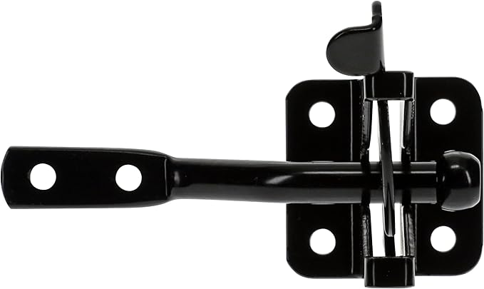 National Hardware Automatic Gate Latch, Black, 4 in Strike, Model N184-861, For Outswing Gates Doors Animal Pens