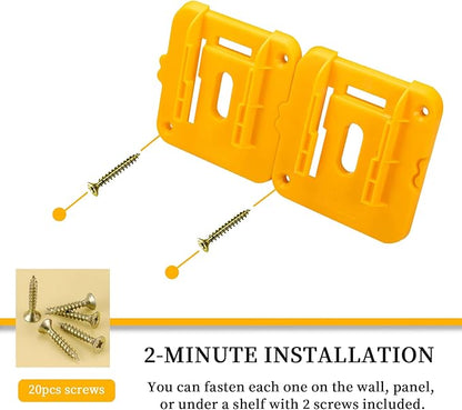 Battery Mount Holder Compatible for Dewalt 20V Max Batteries, Wall Mounts Hanger Fit for DCB200 DCB201 DCB202 DCB203 DCB204, Organize Garage/Workshop/Work Truck(10 Pack, w/20Screws, No Battery)
