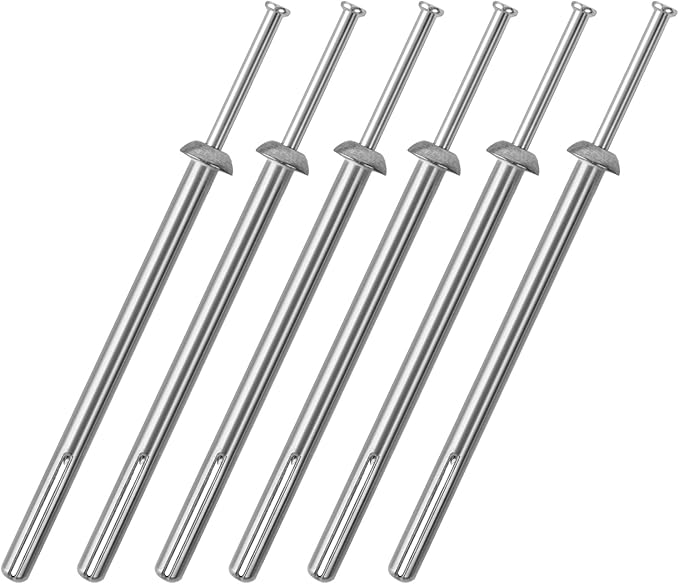 meite Hammer Drive Anchors 1/4" x 4" for Industrial Machinery & Heavy-Duty Structures, Extra-Long Concrete Anchors, Zinc-Plated Steel, Ideal for HVAC, Electrical & More (100 Counts)