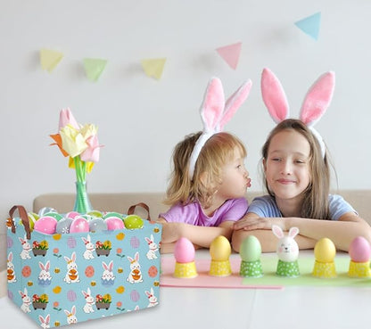 Rectangular Easter Basket Kids Gift Baskets Empty Baby Basket for Boys and GirlsToy Storage Bins Organizer Bin Box Cute Room Decor for Home(Blue easter)