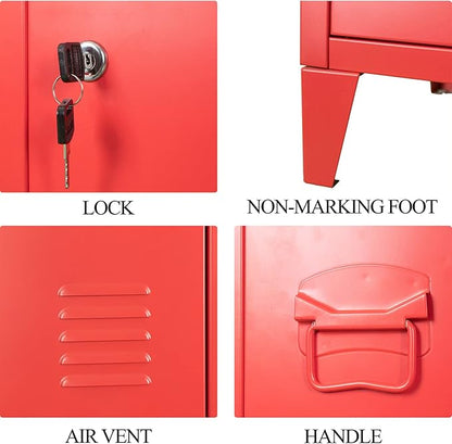 MIOCASA Metal Cabinet Home Office Storage Cabinets with Doors and Shelves Lockable File Cabinet Organizer Coat Lockers for Kids