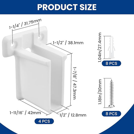 4 Pcs Wire Shelf End Bracket, White Plastic Wall Mount Closet Shelves Brackets for Shelves Closet, Comes with Fasteners