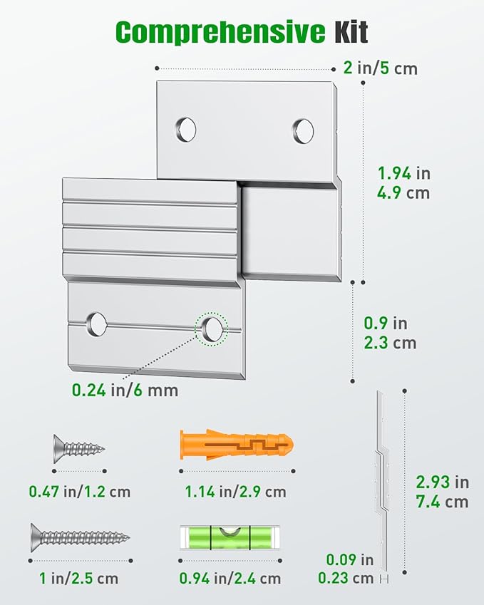 Uniclife 2 Pairs 2 Inch French Cleat Hanger 30 lbs Load Heavy Duty French Cleat Picture Hanger Aluminum Alloy Mirror Hanging Hardware Wall Mounting Bracket Interlocking Z Bar Clip with Bubble Level